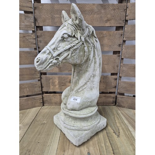 225 - Concrete Horse bust garden sculpture. [48cm high]