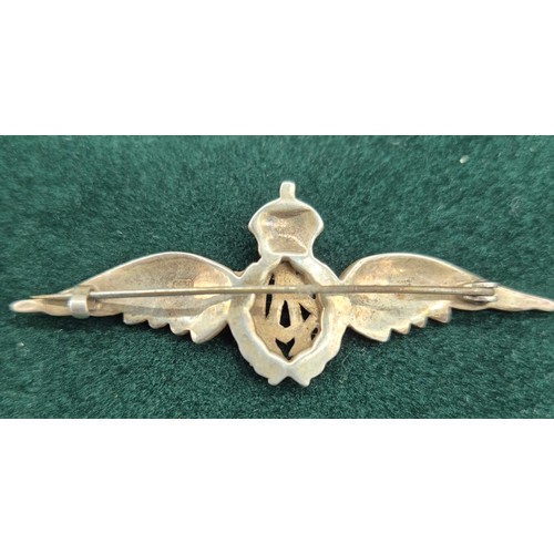 96 - Charles Horner Sterling Silver R.A.F. Sweetheart brooch. [6cm- wing tip to wing tip]