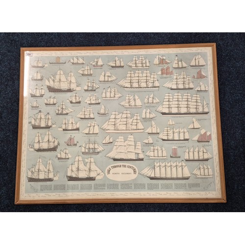 279 - Framed diagram of Sails Through the Centuries. [Frame- 82.5x105cm]