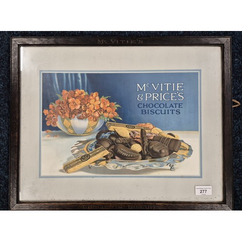 277 - Antique original McVities Chocolate Biscuit advertisement within an oak frame engraved McVities Choc... 