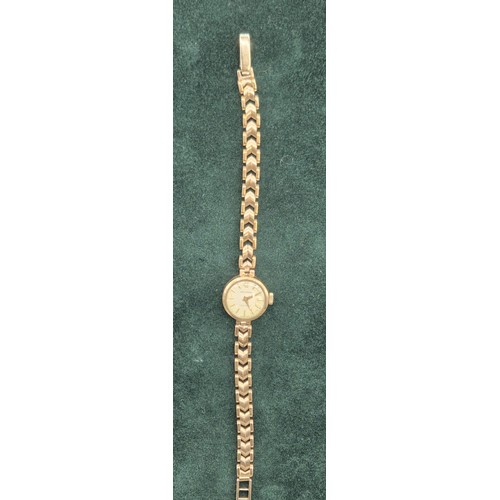 131 - Vintage 9ct yellow gold Waltham Incabloc ladies cocktail watch with 9ct yellow gold bracelet. [13.90... 