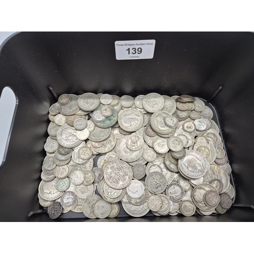 139 - A Large selection of silver British coinage; Large selection of silver three pence coins, various da... 