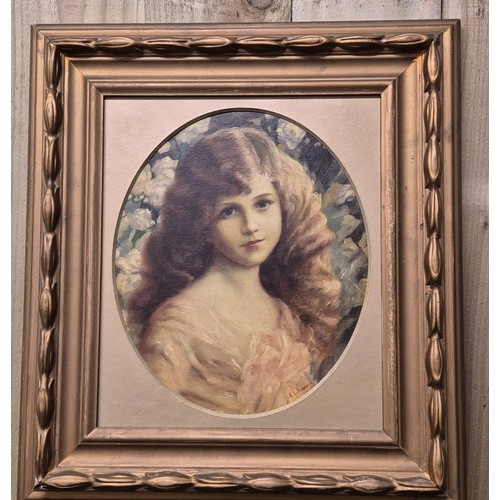 264 - E Solomon
Oil painting portrait of a young girl. Signed and fitted within a moulded gilt frame. [49x... 