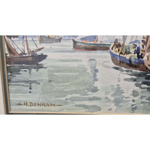 263 - Henry Denham 
Watercolour depicting boat scene. [Frame-40x52cm]