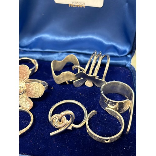 42 - A Selection of Contemporary Edinburgh silver rings and various others; 925 silver ring fitted with a... 