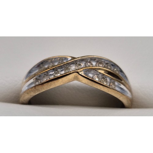 115 - 9ct yellow gold and diamond stone ring. 0.15ct diamonds. [Ring size O] [2.51Grams]