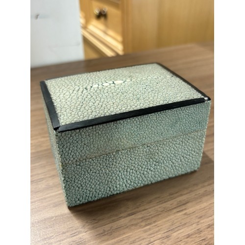 65 - Antique/ vintage Chinese Shagreen lidded box. [5.5x9.5x7cm]