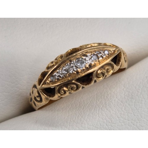 124 - Antique 18ct yellow gold ladies ring set with five varying sized diamond stones. [Ring size N] [2.84... 