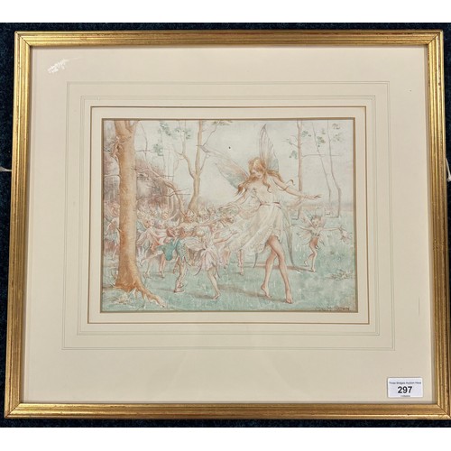 297 - May Marshall Brown 
Original watercolour depicting Fairy Nymphs titled 