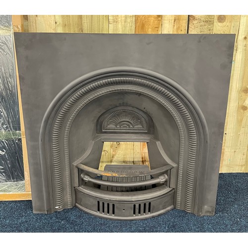 467 - Antique style cast iron fire place, comes with fitments and marble hearth- still in wrapper. [Fire s... 