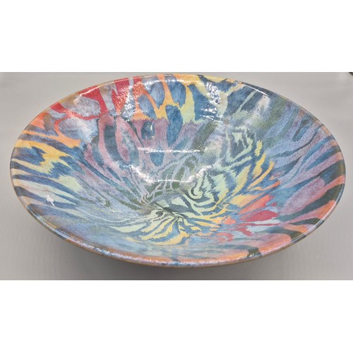 165A - Jane Butler Cole
Large studio pottery glazed fruit bowl, signed to the underside. [13.5cm high, 40cm... 