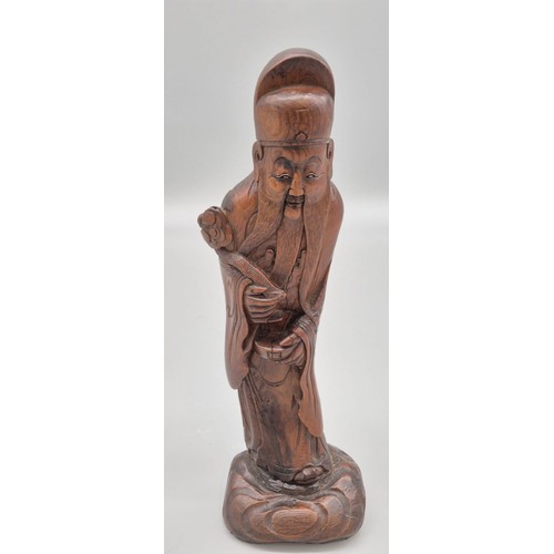 175A - Antique Chinese hand carved wooden deity sculpture. [39cm high]