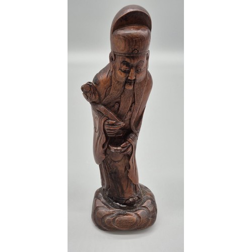 175A - Antique Chinese hand carved wooden deity sculpture. [39cm high]