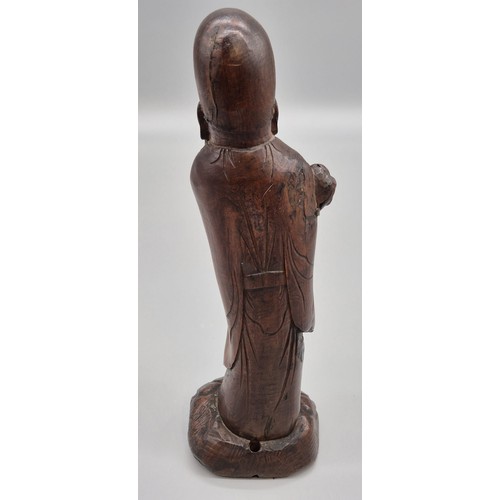 175A - Antique Chinese hand carved wooden deity sculpture. [39cm high]