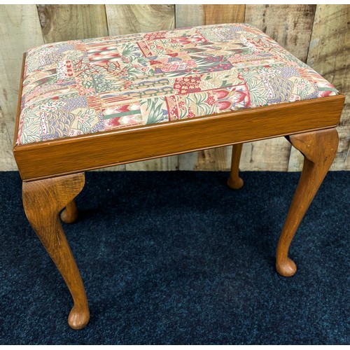 463 - Vintage dressing table stool, raised on Queen Anne Legs.