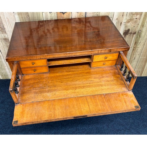 472 - Antique Mahogany secretaire chest of drawers. Rectangle top section, pull out drawer writing area, f... 