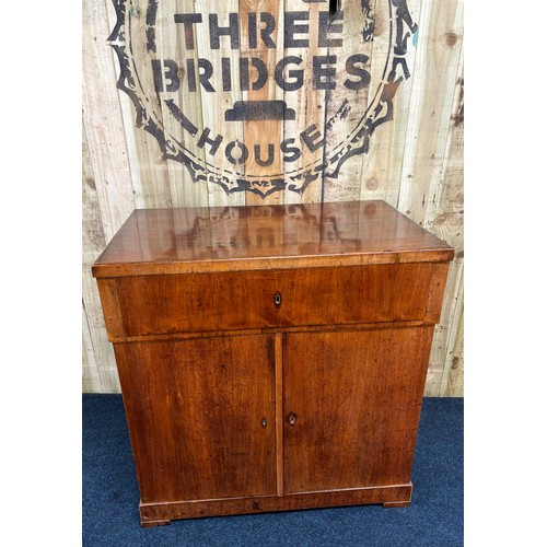 472 - Antique Mahogany secretaire chest of drawers. Rectangle top section, pull out drawer writing area, f... 