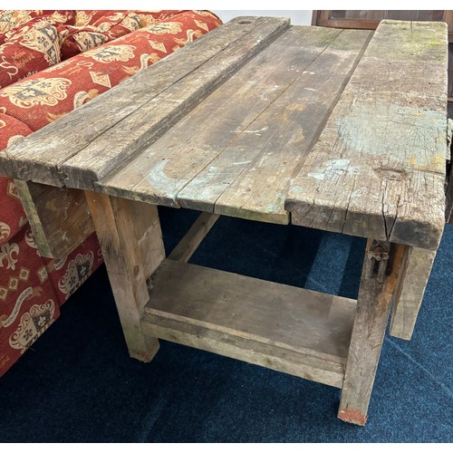 473 - Vintage wooden joiners bench with vice attached. [79x137x83cm]