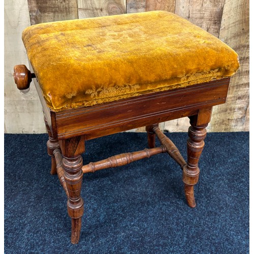 490 - 19th century rose wood rise and fall piano stool.