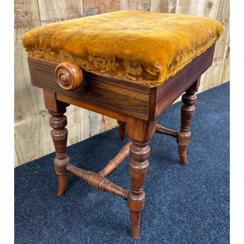 490 - 19th century rose wood rise and fall piano stool.