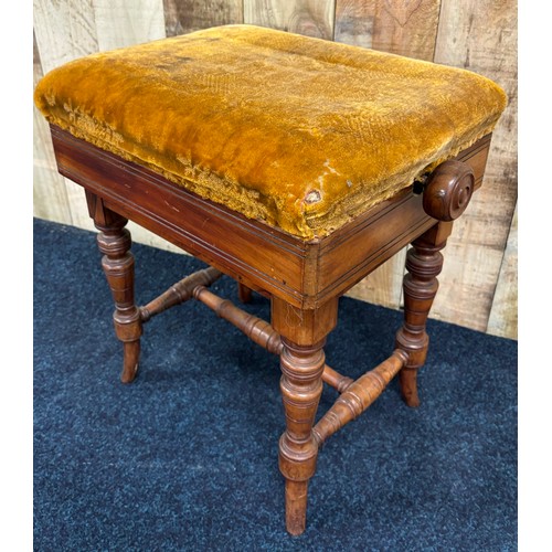 490 - 19th century rose wood rise and fall piano stool.