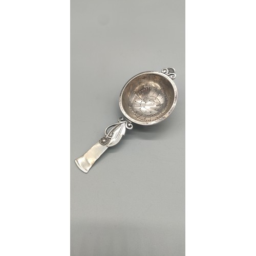 14 - Swedish silver tea strainer. [14.5cm length] [47.64grams]