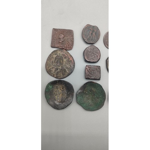 30 - Collection of historical coins; Alexius III Angelus coins, Justin II & Aelia Sophia coin, Two Time o... 