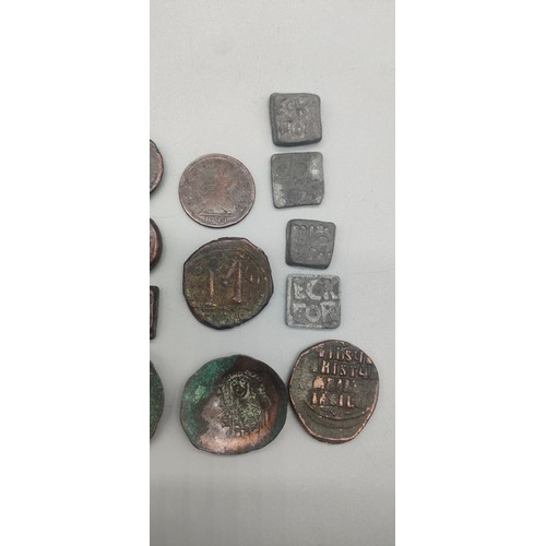 30 - Collection of historical coins; Alexius III Angelus coins, Justin II & Aelia Sophia coin, Two Time o... 