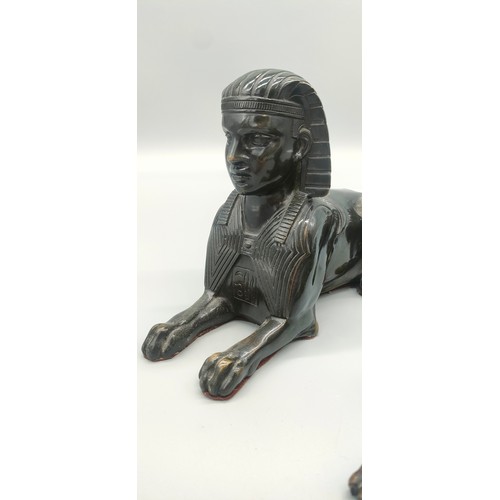 339 - Two Bronze Egyptian Sphinx sculptures. [13x23x11cm- large]