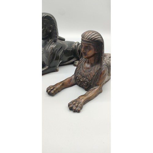 339 - Two Bronze Egyptian Sphinx sculptures. [13x23x11cm- large]