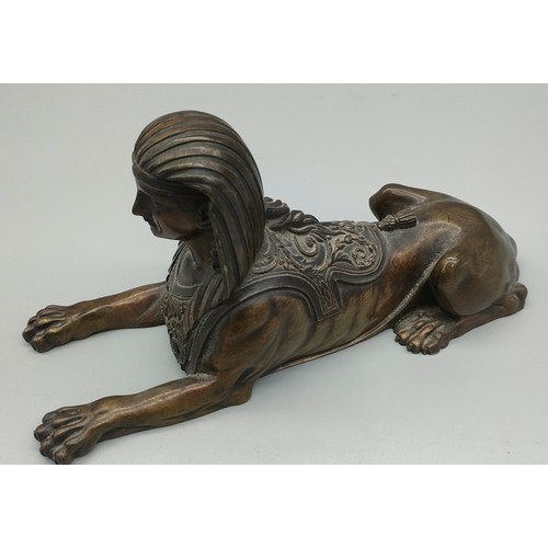 339 - Two Bronze Egyptian Sphinx sculptures. [13x23x11cm- large]