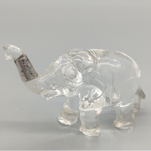 16 - 19th century Chinese carved rock crystal figure of an elephant. [As found in areas] [8x11.5x4cm]