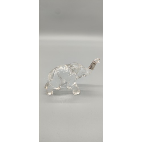 16 - 19th century Chinese carved rock crystal figure of an elephant. [As found in areas] [8x11.5x4cm]