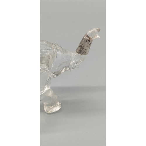 16 - 19th century Chinese carved rock crystal figure of an elephant. [As found in areas] [8x11.5x4cm]