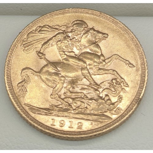 19 - 1912 George V Full Gold Sovereign coin.