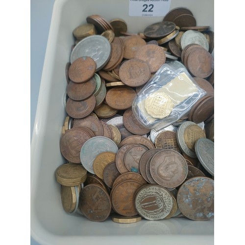 22 - Collection of mixed world coinage; 1951 George VI Crown, three pences, Decimal set and many more.