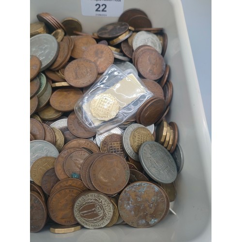 22 - Collection of mixed world coinage; 1951 George VI Crown, three pences, Decimal set and many more.