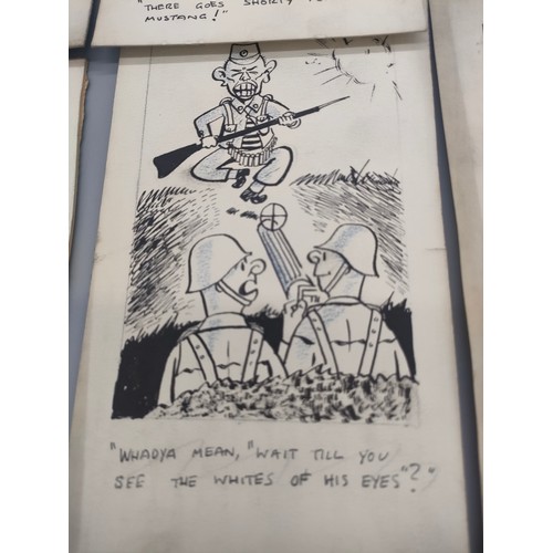 25 - Bill Tait 
WWII Era Cartoonist for the newspapers; 10 Original pen artworks showing various military... 