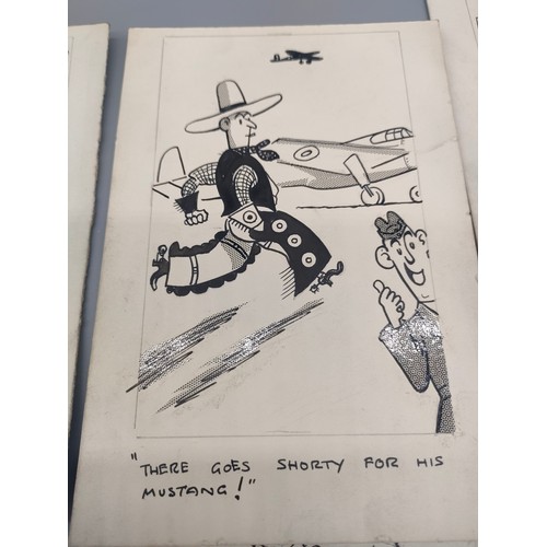 25 - Bill Tait 
WWII Era Cartoonist for the newspapers; 10 Original pen artworks showing various military... 