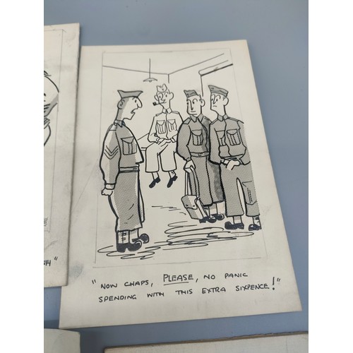 25 - Bill Tait 
WWII Era Cartoonist for the newspapers; 10 Original pen artworks showing various military... 