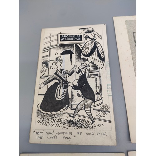 26 - Bill Tait 
WWII Era Cartoonist for the newspapers; 10 Original pen artworks showing various military... 