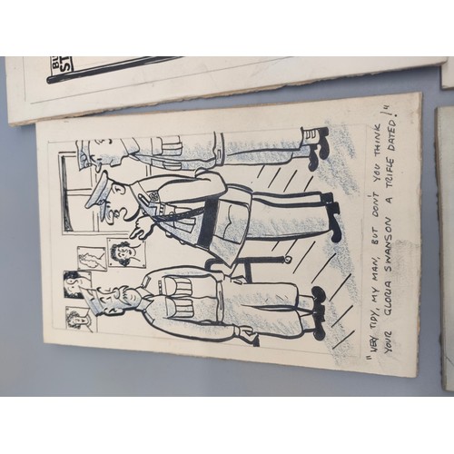 27 - Bill Tait 
WWII Era Cartoonist for the newspapers; 10 Original pen artworks showing various military... 