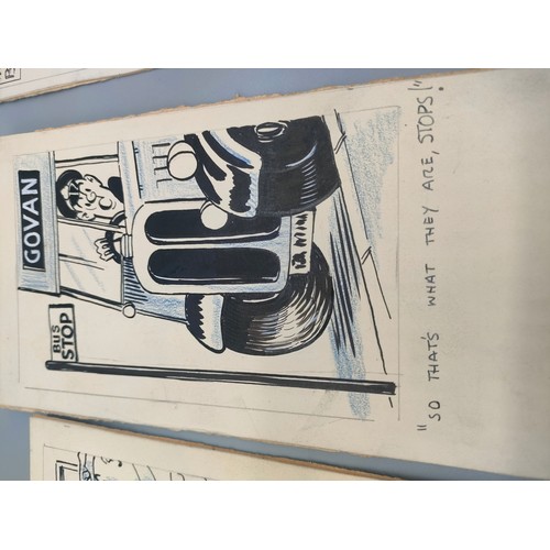 27 - Bill Tait 
WWII Era Cartoonist for the newspapers; 10 Original pen artworks showing various military... 