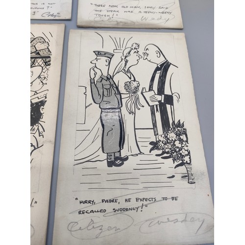 28 - Bill Tait 
WWII Era Cartoonist for the newspapers; 10 Original pen artworks showing various military... 