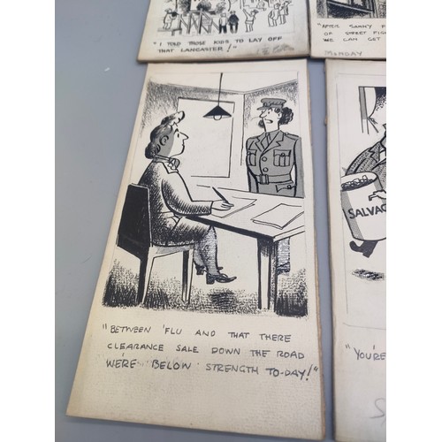 28 - Bill Tait 
WWII Era Cartoonist for the newspapers; 10 Original pen artworks showing various military... 