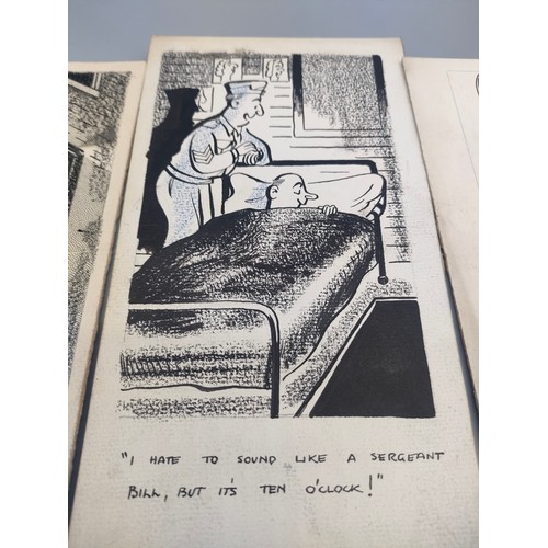 28 - Bill Tait 
WWII Era Cartoonist for the newspapers; 10 Original pen artworks showing various military... 