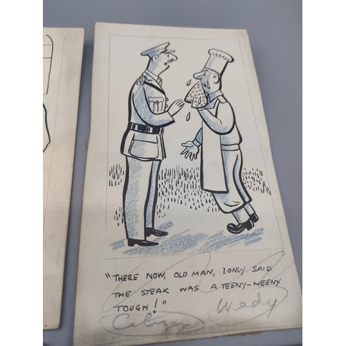 28 - Bill Tait 
WWII Era Cartoonist for the newspapers; 10 Original pen artworks showing various military... 