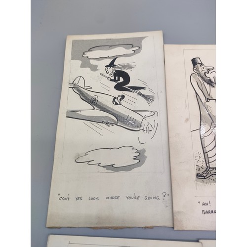 29 - Bill Tait 
WWII Era Cartoonist for the newspapers; 10 Original pen artworks showing various military... 