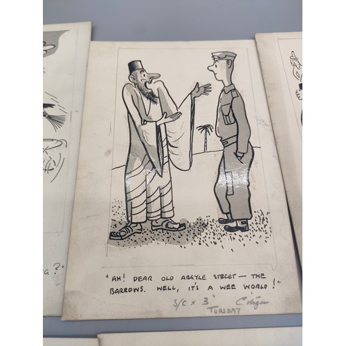 29 - Bill Tait 
WWII Era Cartoonist for the newspapers; 10 Original pen artworks showing various military... 