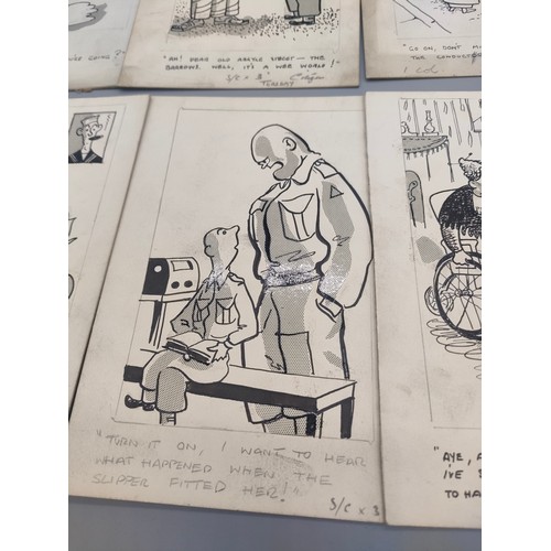 29 - Bill Tait 
WWII Era Cartoonist for the newspapers; 10 Original pen artworks showing various military... 